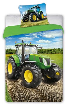 Posteľné bavlnené obliečky s Traktorom 04 140x200 70x90 cm